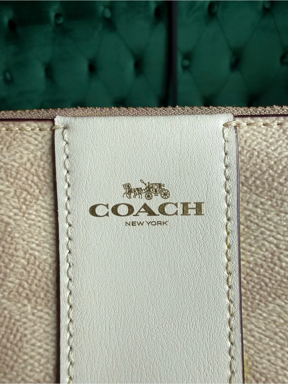 Coach Signature Canvas Corner Zip Wristlet Sand Chalk CW854